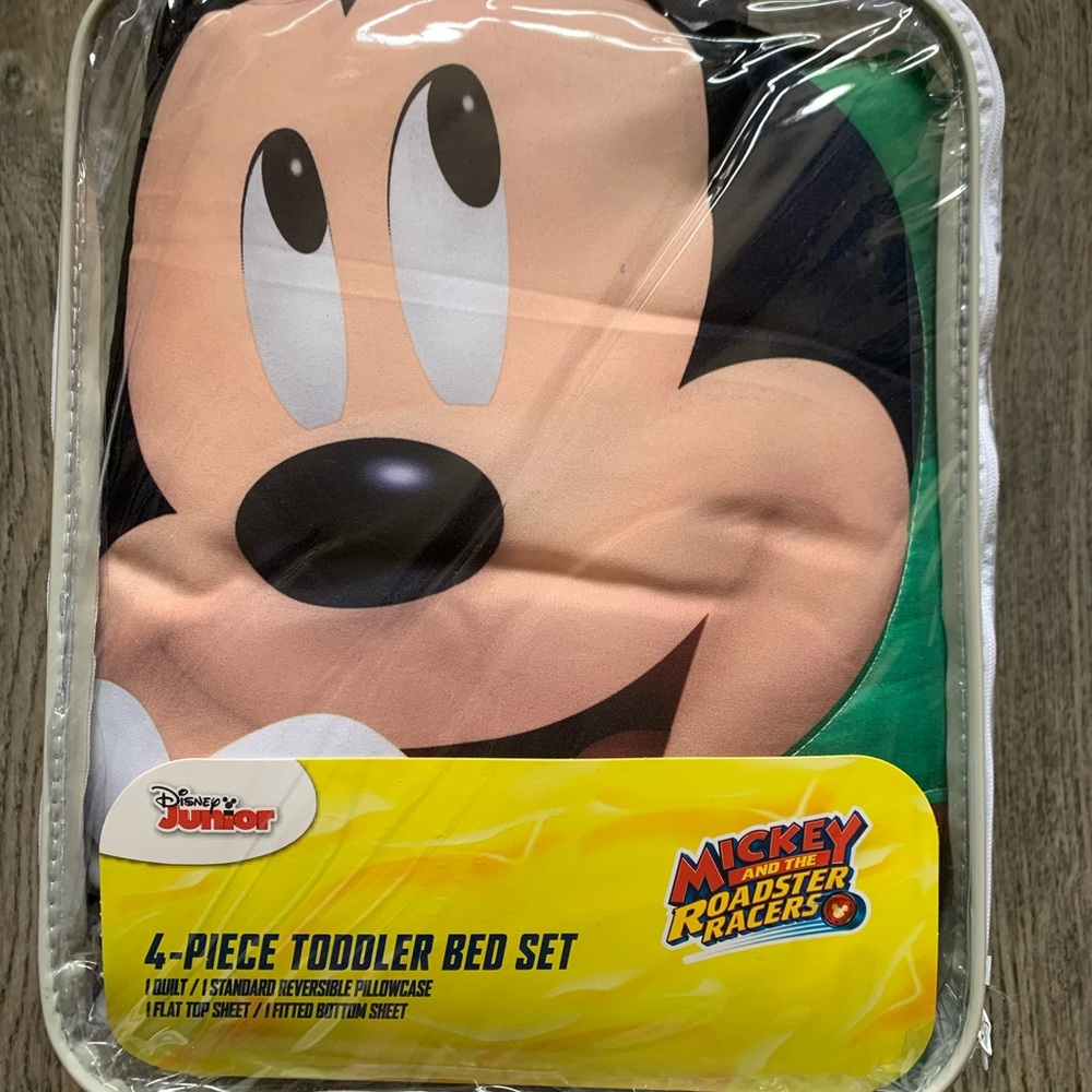 Mickey and Roadster Racers 4 Piece Toddler Bed Set